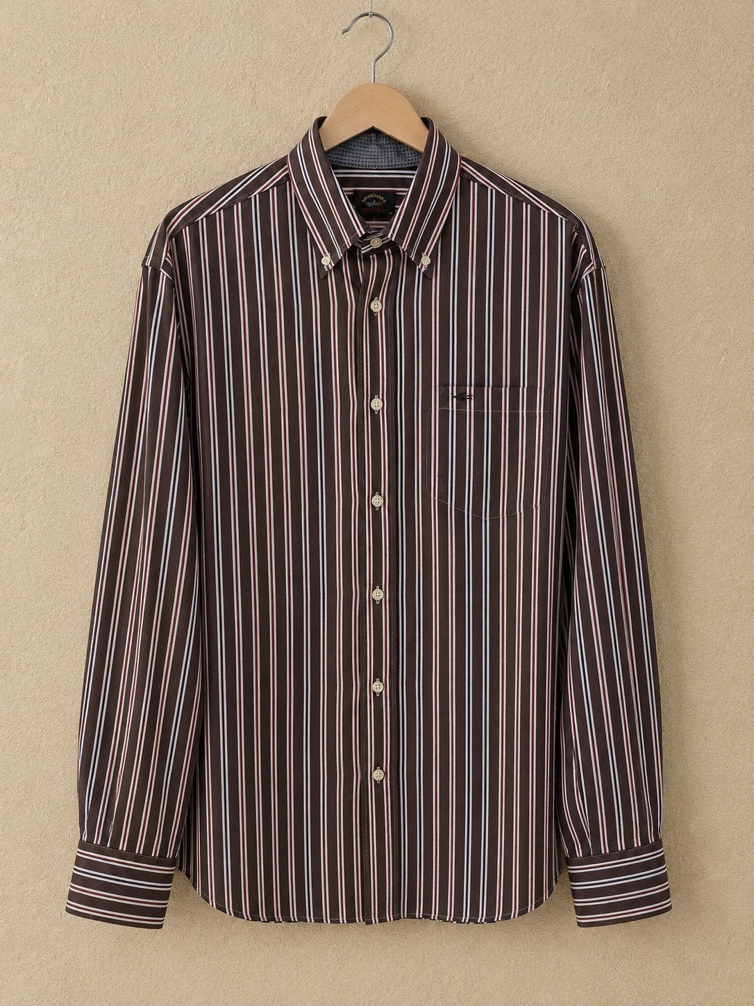 Paul & Shark Bruin Gestreept Hemd maat 43 / XL, Kleding | Heren, Bruin, Ophalen of Verzenden, Zo goed als nieuw, Paul & Shark Yachting