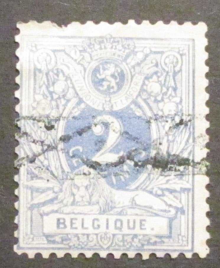 2 centimes (B) Léopold II de 1880 avec tampon à la roulette, Enlèvement ou Envoi, Affranchi, Timbre-poste, Autre