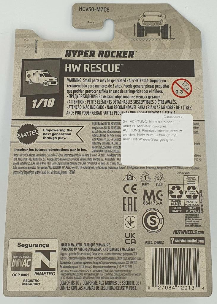 Hot Wheels - HW Rescue - Hyper Rocker - HCV50 - 1:64, 333 Continental Boulevard, El Segundo, CA 90245, United States, Verzenden