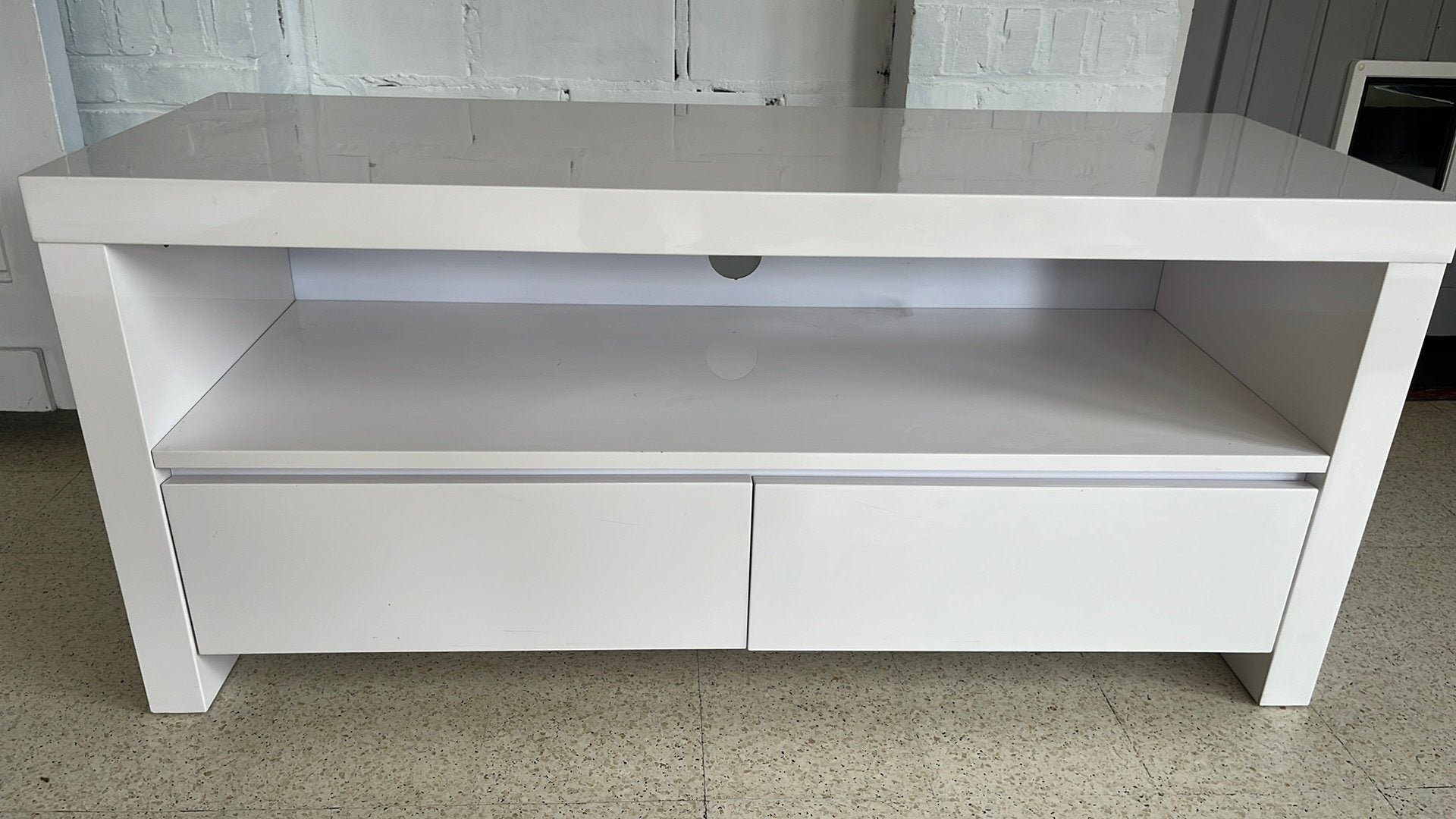 Witte TV kast, Huis en Inrichting, Ophalen, Gebruikt, 100 tot 150 cm, Minder dan 100 cm