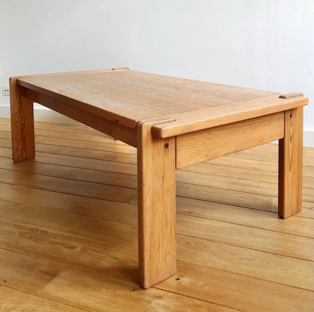 70S SALONTAFEL IN DENNENHOUT, Huis en Inrichting, Ophalen, Gebruikt, 50 tot 100 cm, 100 tot 150 cm