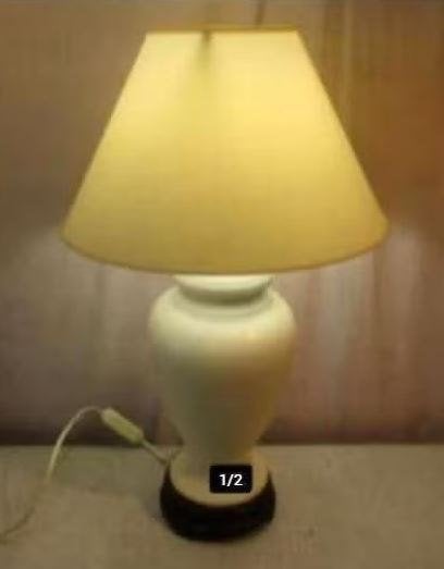 Mooie Tafellamp in aardewerk met Retro Kap - 53cm, Ophalen of Verzenden, Huis en Inrichting