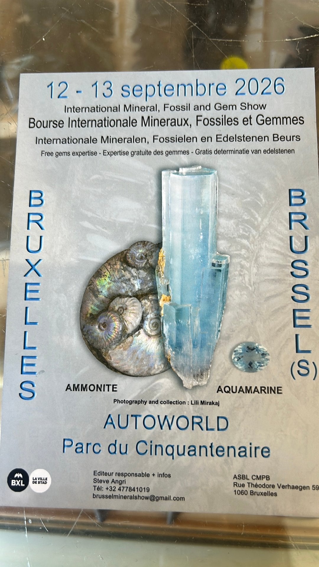 Bourse Mineraux et fossile Bruxelles 2026, Collections, Enlèvement ou Envoi, Autres types