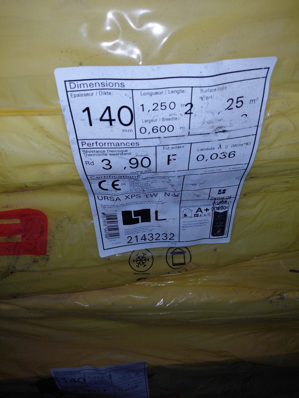 xps 140mm 125x60 (11 pakken) 400€, Doe-het-zelf en Bouw, Ophalen of Verzenden