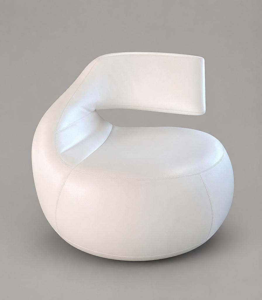 2x Leolux Gisa Fauteuil Draaibaar wit – Leer, Huis en Inrichting, Fauteuils, Ophalen, Zo goed als nieuw, Modern