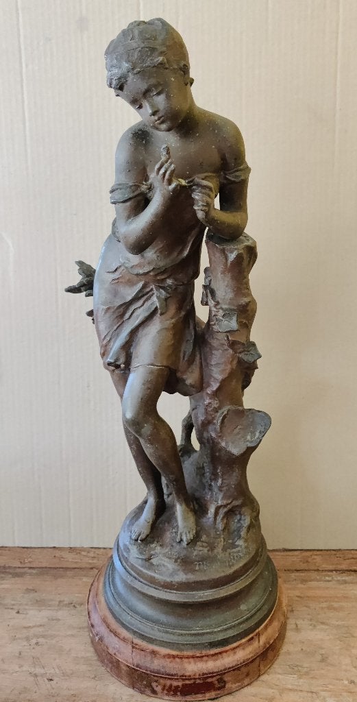 Art nouveau beeld jonge vrouw, Antiek en Kunst, Ophalen of Verzenden, Brons