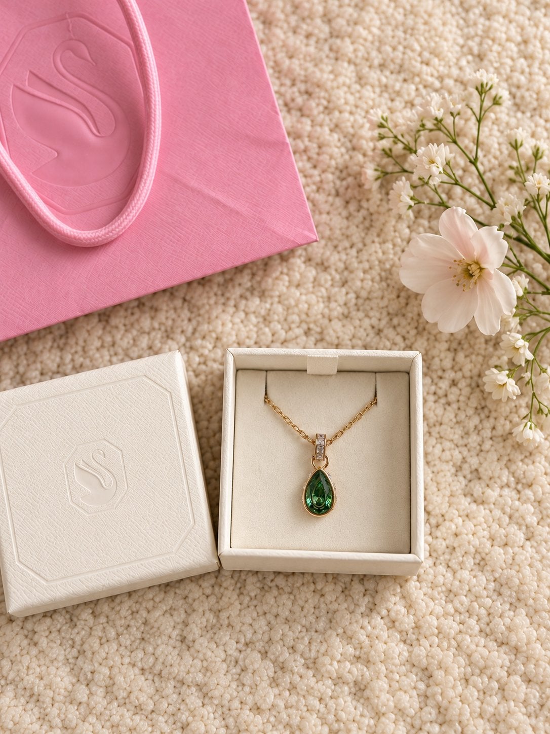 Swarovski Chroma ketting met groene hanger – met doosje, Ophalen, Nieuw