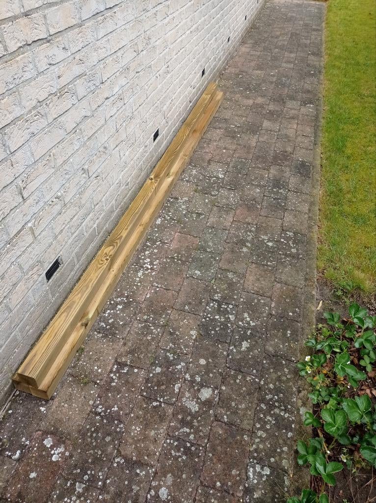 3 nieuwe geïmpregneerde tuinbalken op overschot., Tuin en Terras, Palen, Balken en Planken, Ophalen