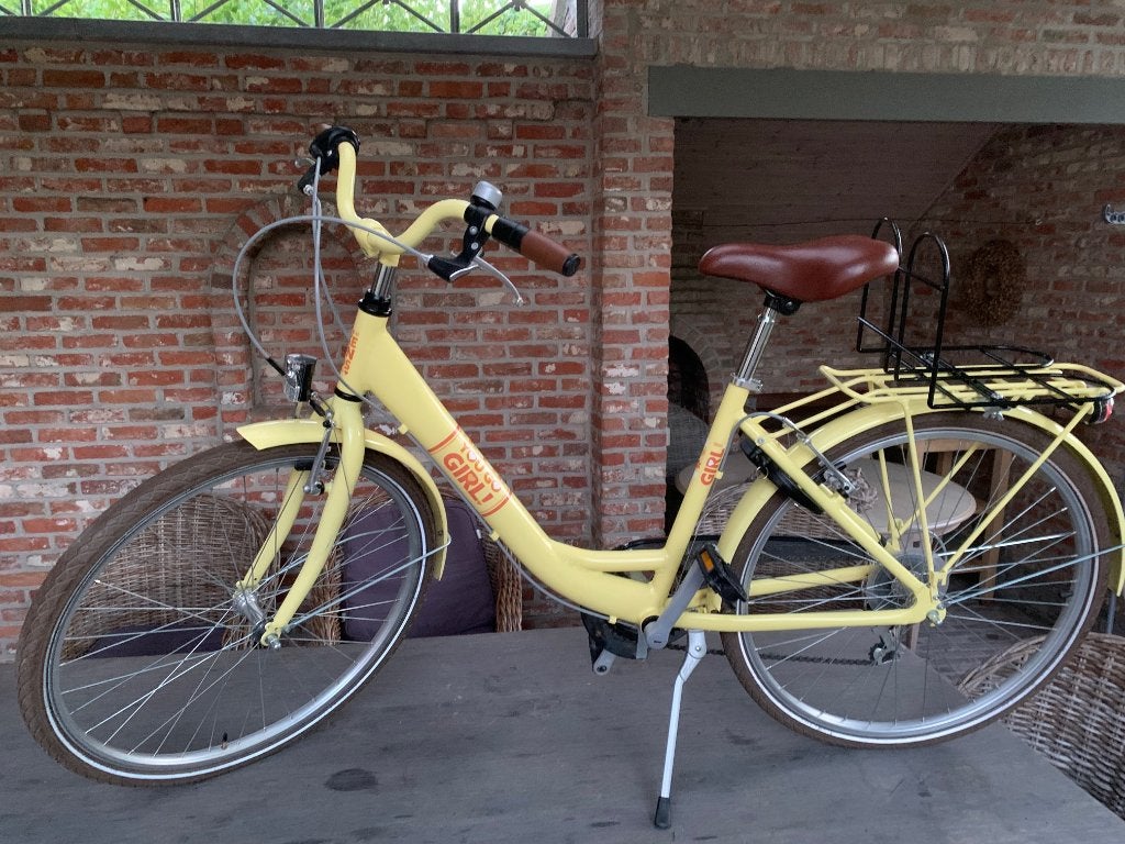 Gele meisjesfiets maat 26, quasi niet gebruikt, Fietsen en Brommers, Velgrem, Bikefun, Zo goed als nieuw, Handrem