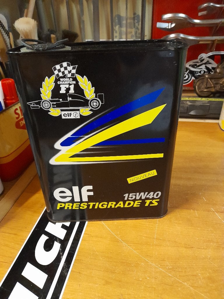 oude lege oliekan elf 15w40 new grande f1, Ophalen of Verzenden, Gebruikt, Overige typen