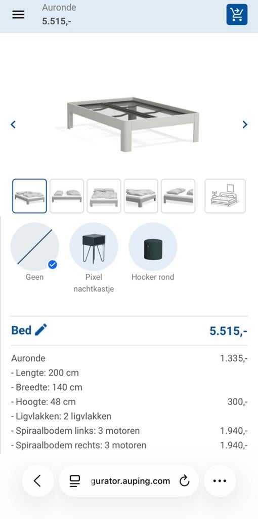 Auping Auronde (2000 model) icm 3M electrische bodems €2200, Wit, Nieuw, Twijfelaar, 200 cm