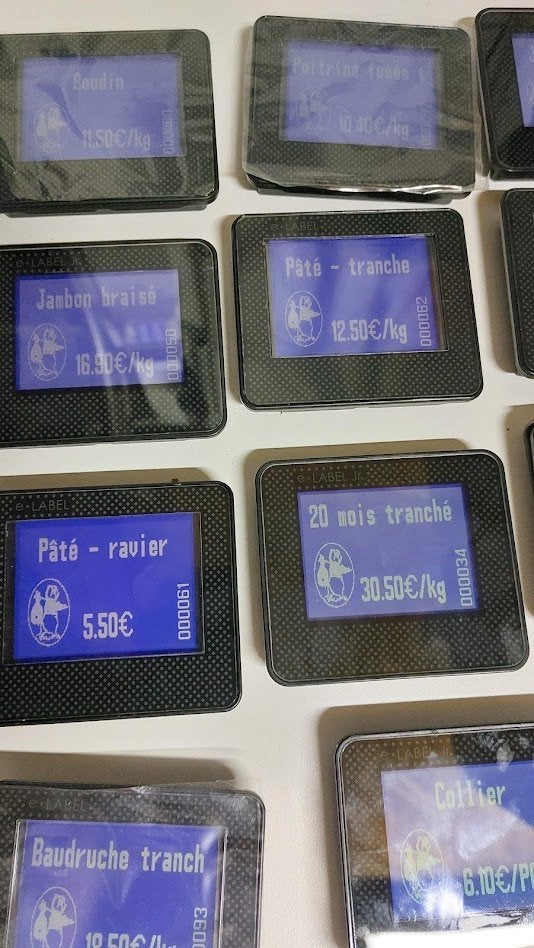 Lot de 19 étiquettes électroniques DIGI e.LABEL, Articles professionnels, Enlèvement, Viande