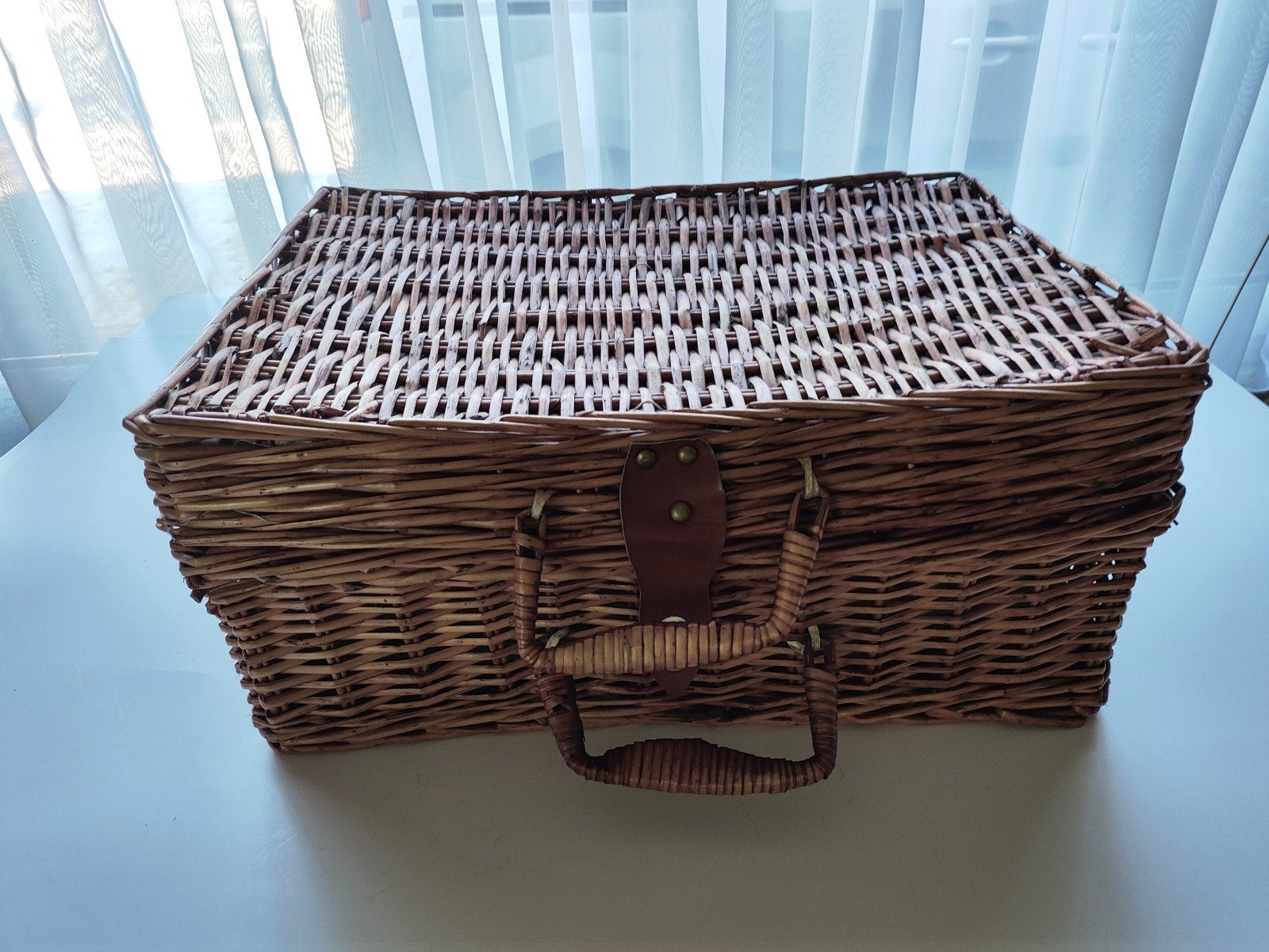 rieten picknickmand, Hobby en Vrije tijd, Picknickmanden, Ophalen, Zo goed als nieuw