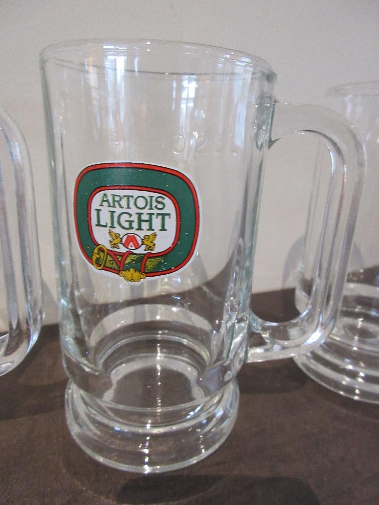 3 bierglazen drinkglas bier ARTOIS LIGHT 0,25 L bierglas, Verzamelen, Biermerken, Ophalen