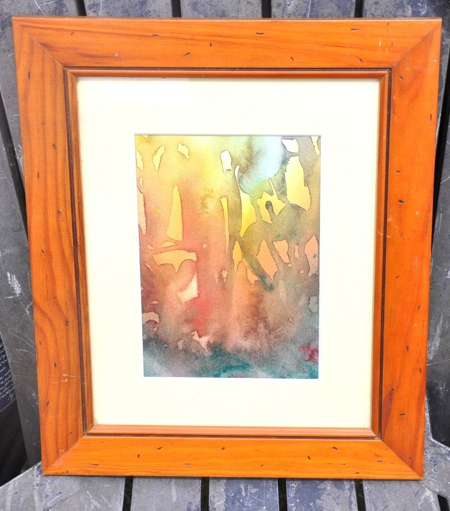 cadre tour bois aquarelle sans signature, Enlèvement ou Envoi