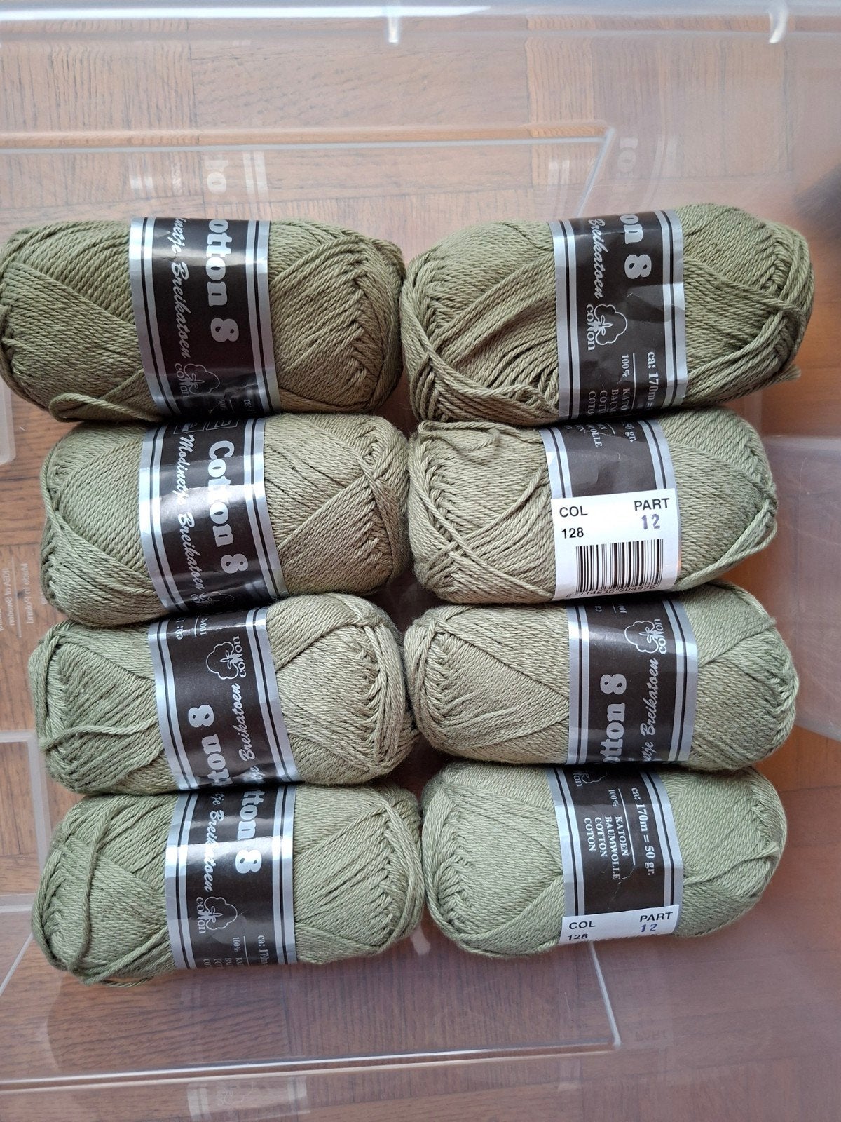 Grijsgroene katoen Cotton 8, Hobby en Vrije tijd, Ophalen of Verzenden