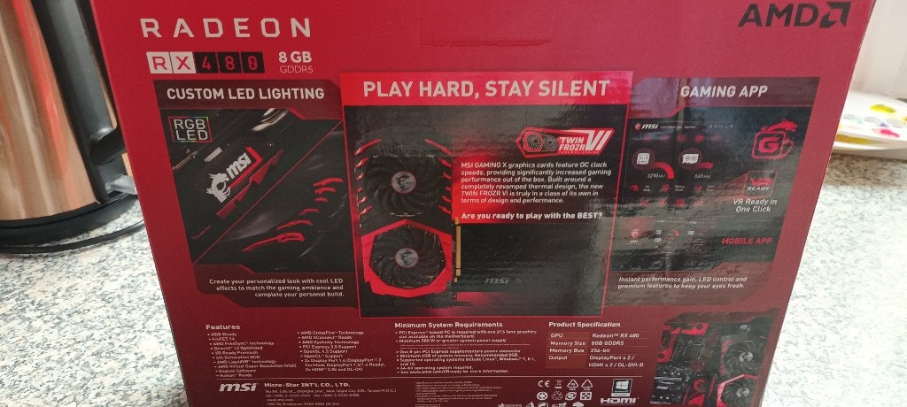 Videokaart msi rx 480 8gb, Informatique & Logiciels, Enlèvement ou Envoi, Comme neuf