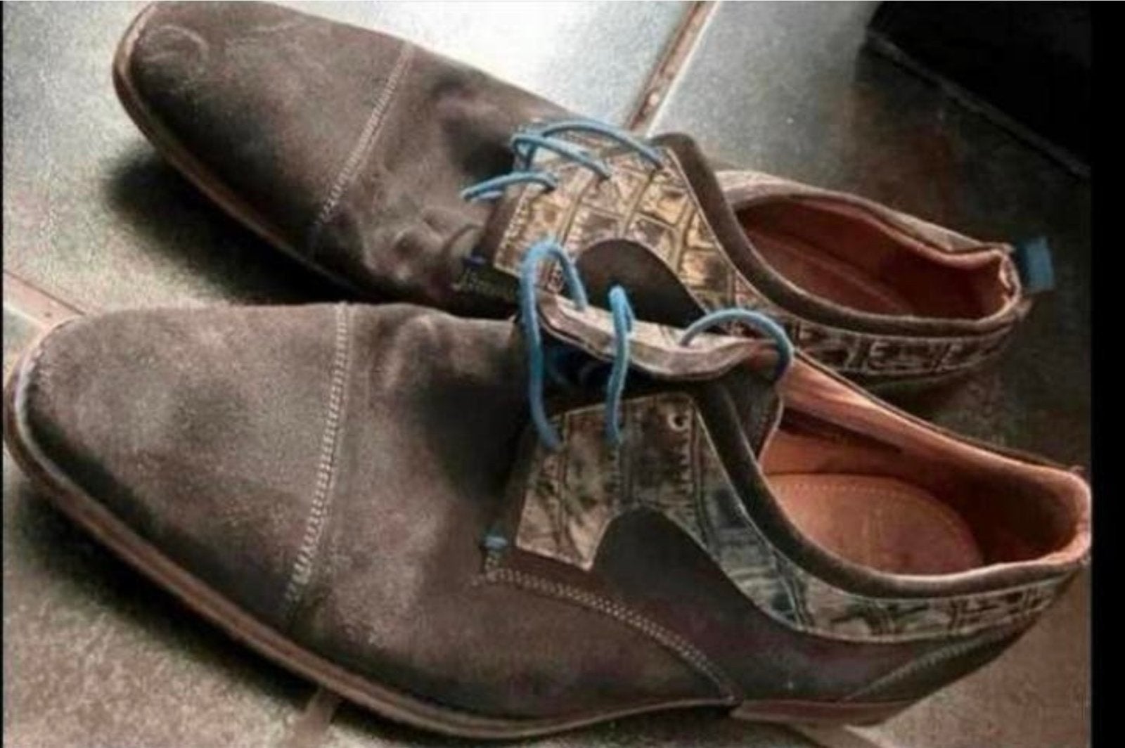Suède Italiaanse herenschoenen maat 41…, Kleding | Heren, Schoenen, Bruin, Ophalen of Verzenden, Zo goed als nieuw, Veterschoenen
