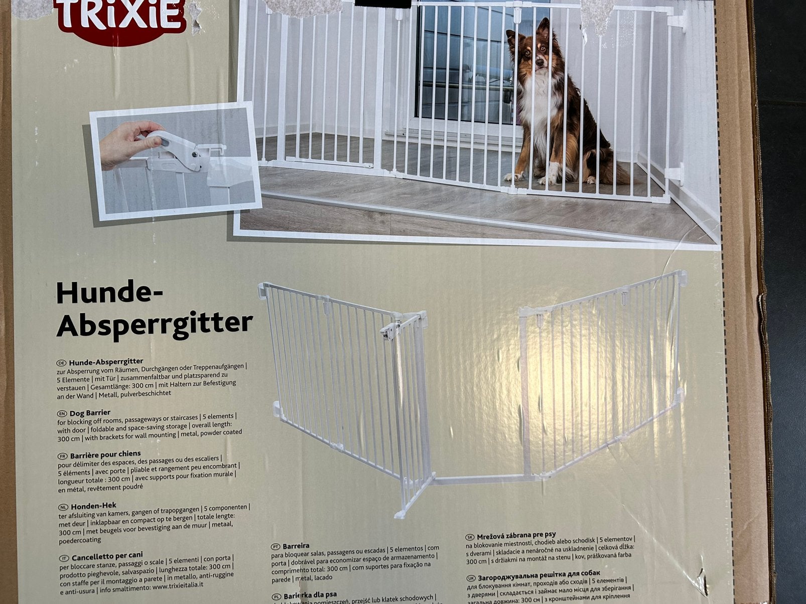 Barrière chien Trixie en 5 pièces incl. porte -neuve!, Enlèvement, Neuf, Métal