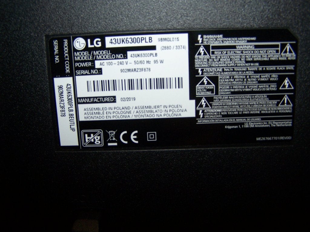 TV LG 43" Carte-mère HS., LED, 80 à 100 cm, Enlèvement, Ne fonctionne pas