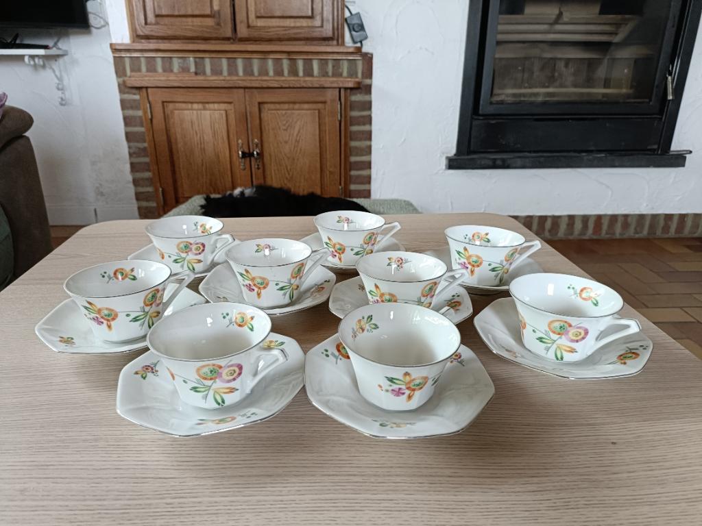 9 kopjes en schoteltjes, Ophalen, Gebruikt, Overige stijlen, Kop(pen) en/of Schotel(s)