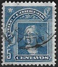 1 Postzegel Chili 1905 Columbus, Ophalen of Verzenden, Gestempeld, Zuid-Amerika