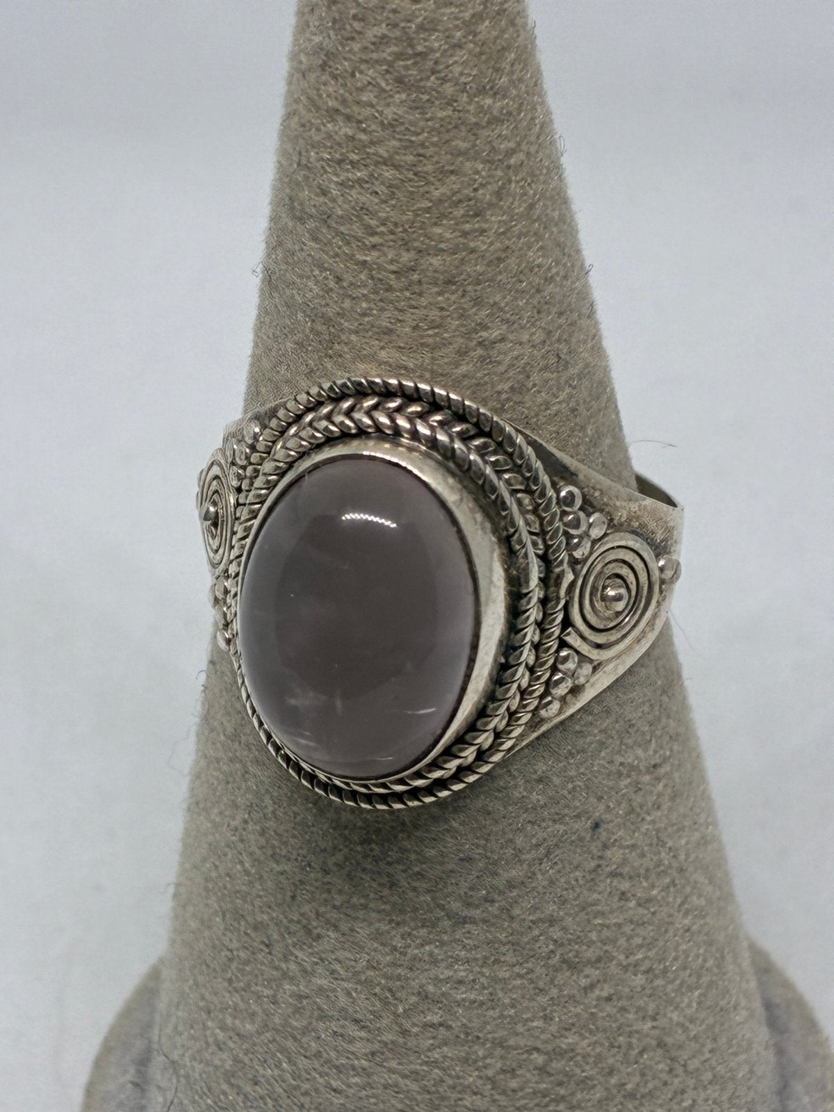 Zilveren 925 ring met roze Quartz, maat 20, Neuf, Enlèvement ou Envoi, Rose, Femme