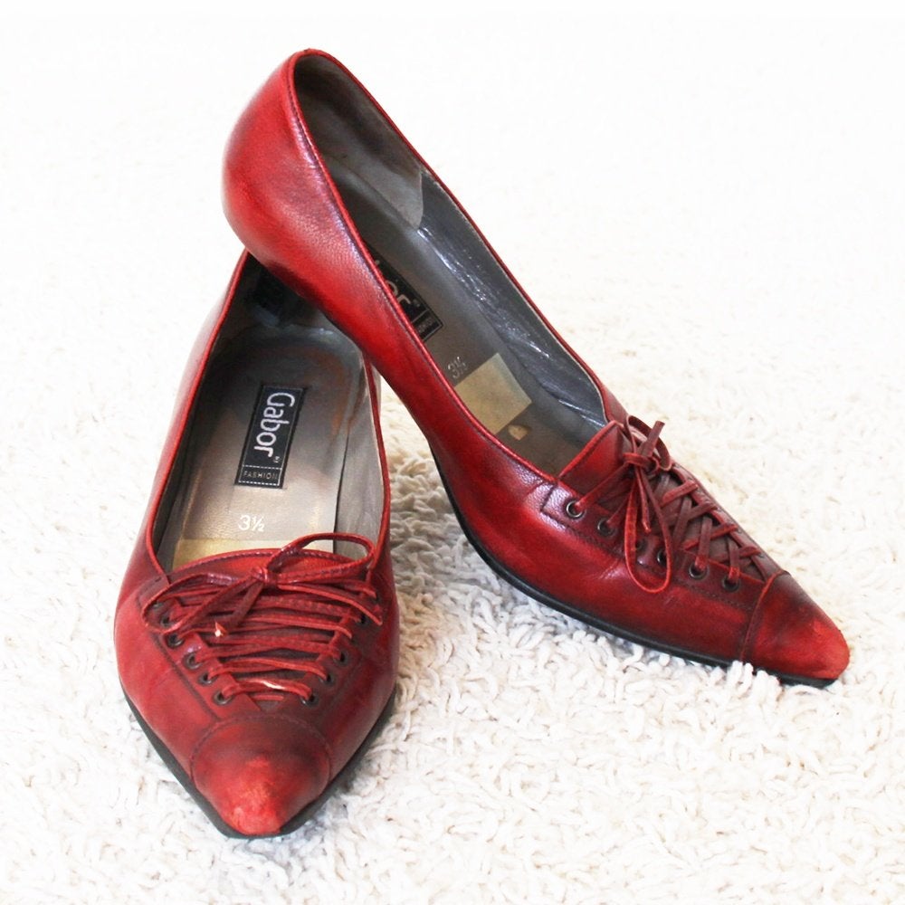 Escarpins de mode Gabor en cuirs - s8 (taille 3,½|36) €30, -, Rouge, Enlèvement ou Envoi, Comme neuf, Gabor