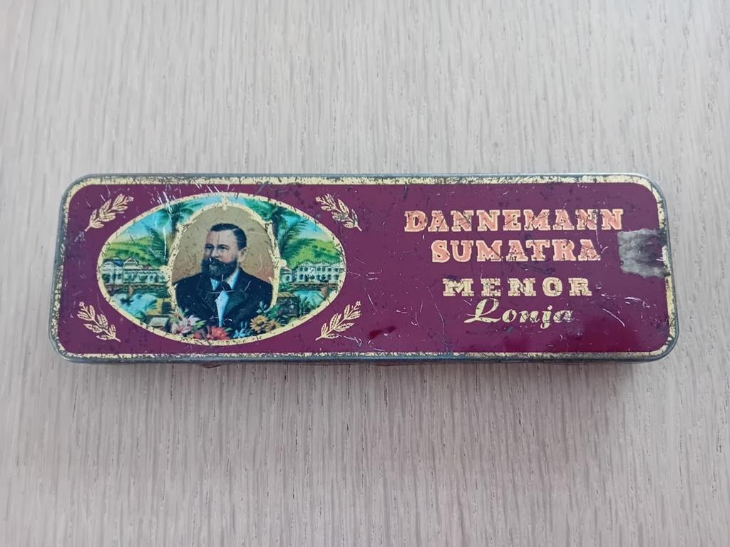 Oude blikken sigarenverpakking DANNEMANN Sumatra Lonja, Ophalen, Gebruikt