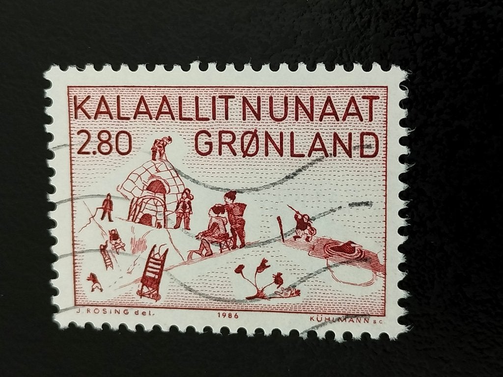 Groenland 1986 - Aninarq schilderij, iglo, Verzenden, Denemarken, Gestempeld