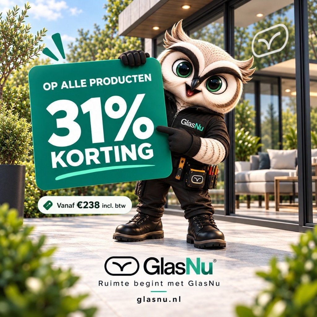 Glazen Schuifwanden voor Terrasoverkapping Vanaf 238,-, Garantie, Enkel of Dubbel glas