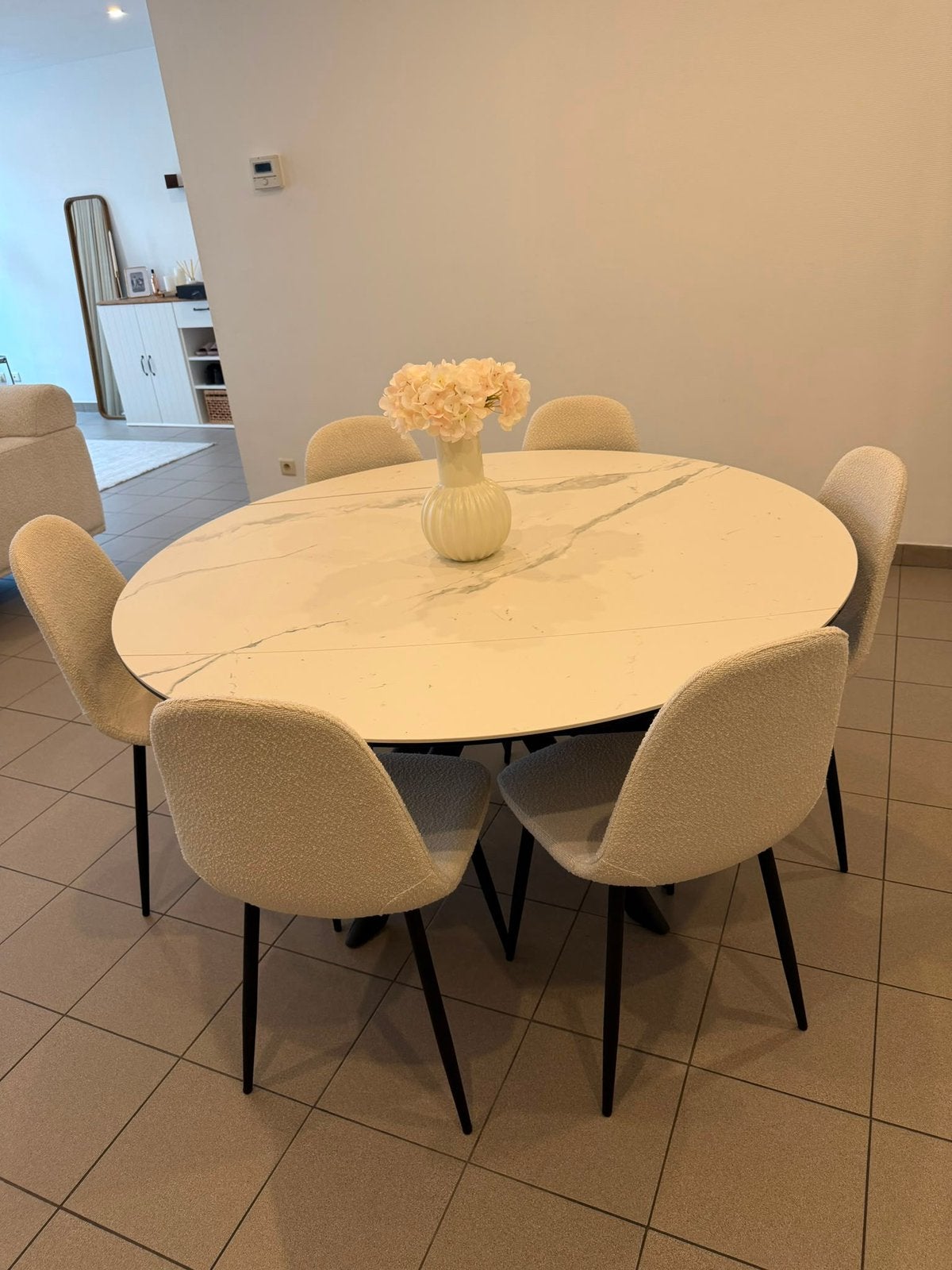 Table salle a manger + chaise, Enlèvement, Comme neuf, Ovale