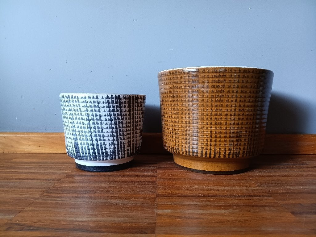 Set van 2 vintage bloempotten, Tuin en Terras, Rond, Binnen, Ophalen of Verzenden, Zo goed als nieuw