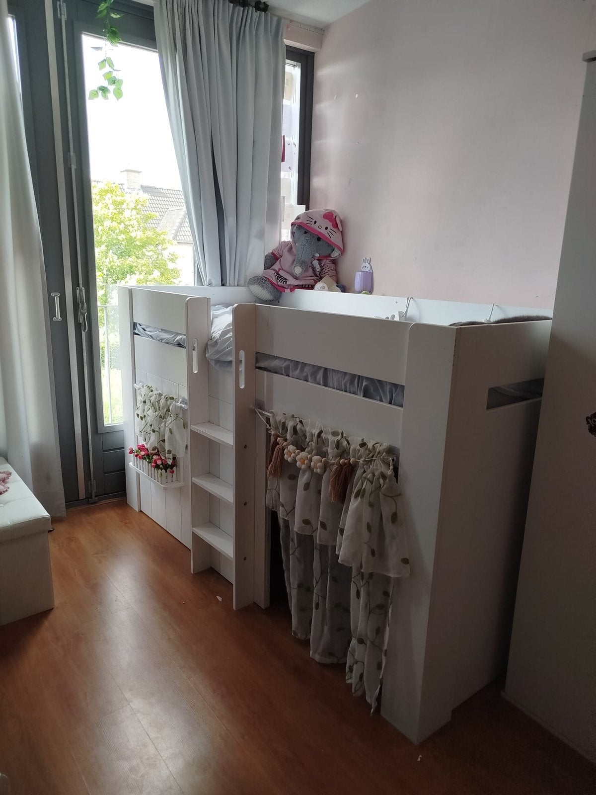 Halfhoogslaper met gordijntjes en decoratie, Maison & Meubles, Chambre à coucher | Lits superposés & Lits mezzanines, 90 cm, Lit mi-hauteur mezzanine
