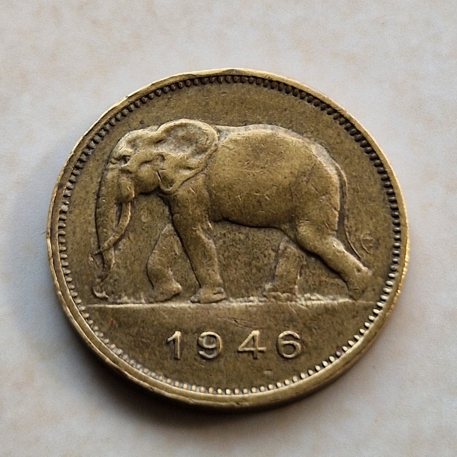 1946 Belgish - Congo, 2 franc Coin, Ophalen of Verzenden