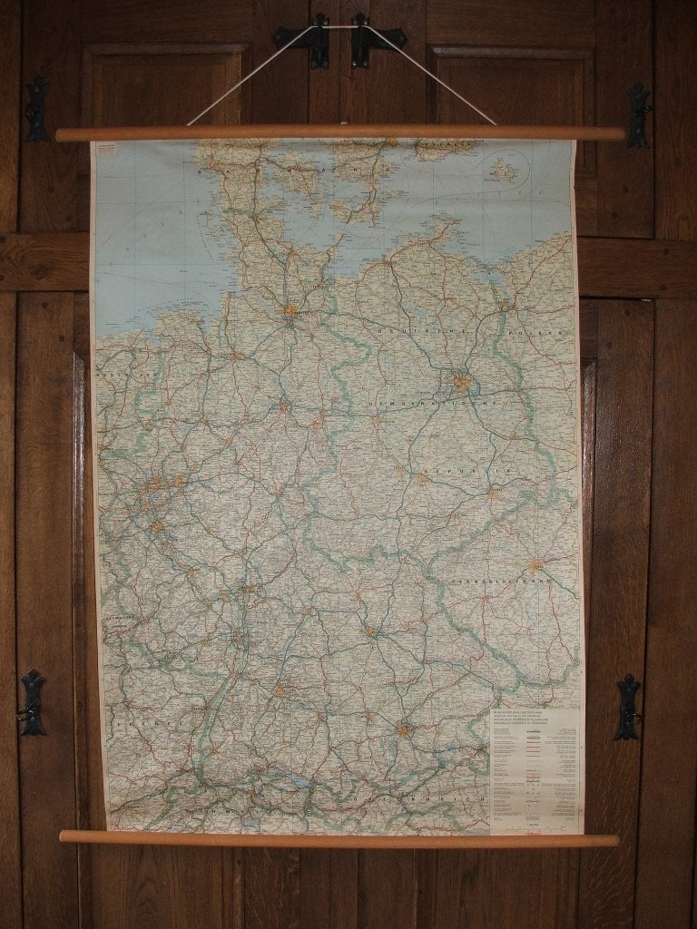 Vintage Schoolkaart Duitsland, Antiek en Kunst, Ophalen of Verzenden