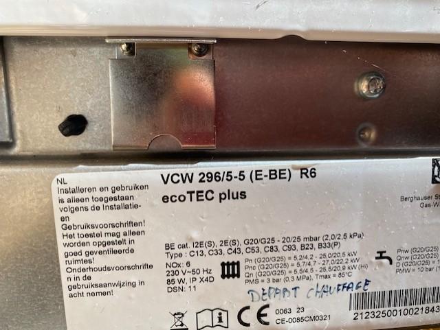 Vaillant ecoTEC plus VCW296, Bricolage & Construction, Boiler, Enlèvement, Utilisé, 3 à 5 ans