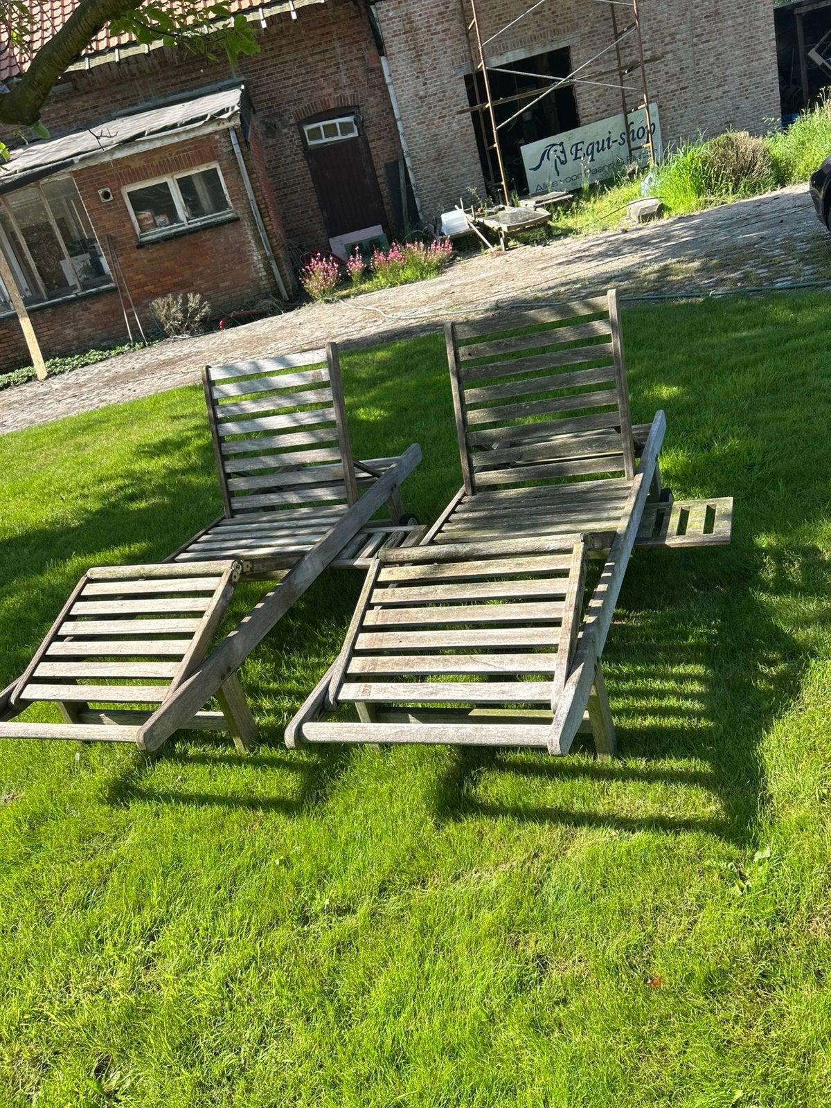 2 dezelfde ligbedden in teak, Tuin en Terras, Ophalen, Zo goed als nieuw