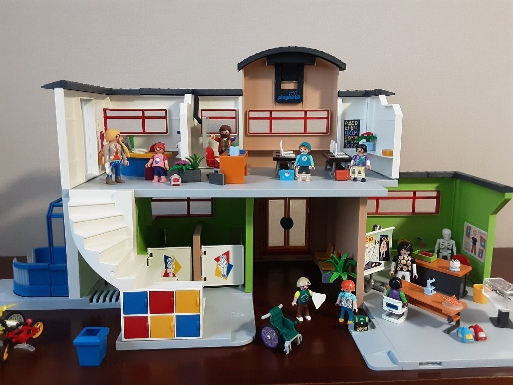 Grande école meublée Playmobil - comme neuve, Enlèvement ou Envoi, Comme neuf, Kit complet, Bâtiment