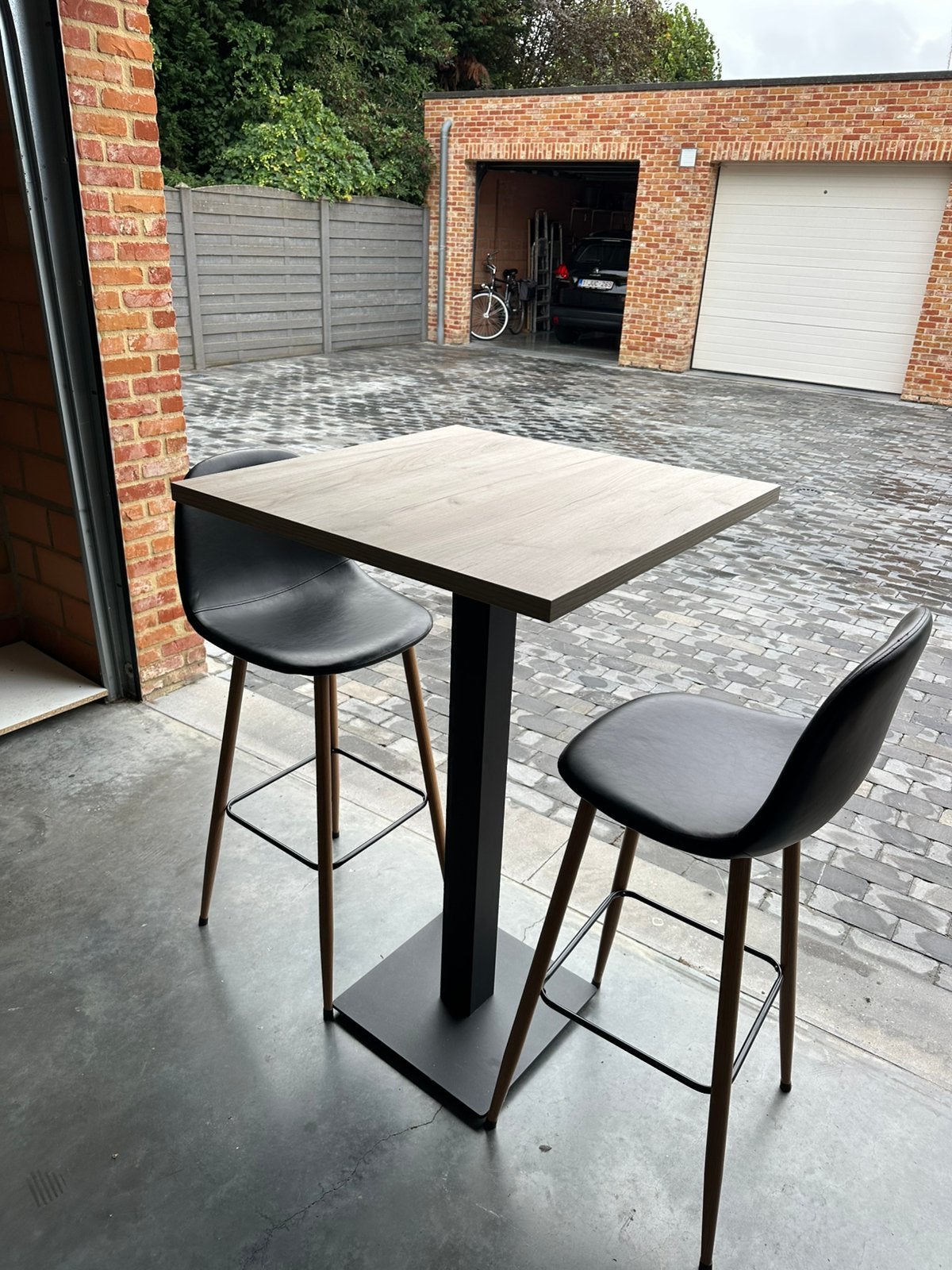 Bar tafel voor in huis of terras incl bar stoelen, Ophalen, Zo goed als nieuw