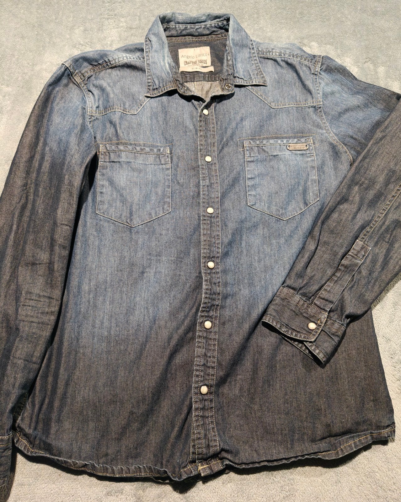 Chemise en jean homme dégradée Angelo Litrico - Taille L (Sl, Enlèvement ou Envoi, Comme neuf, Bleu, Angelo Litrico de C&A