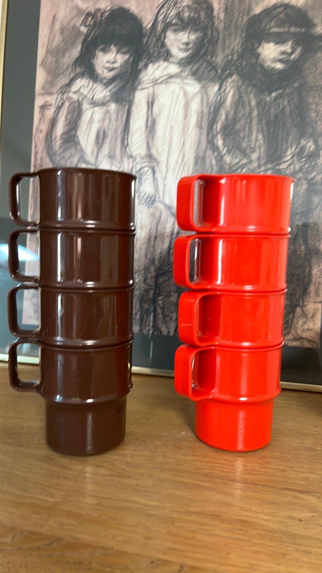 Vintage Mepal stapelbekers jaren 70 - set van 8, Ophalen