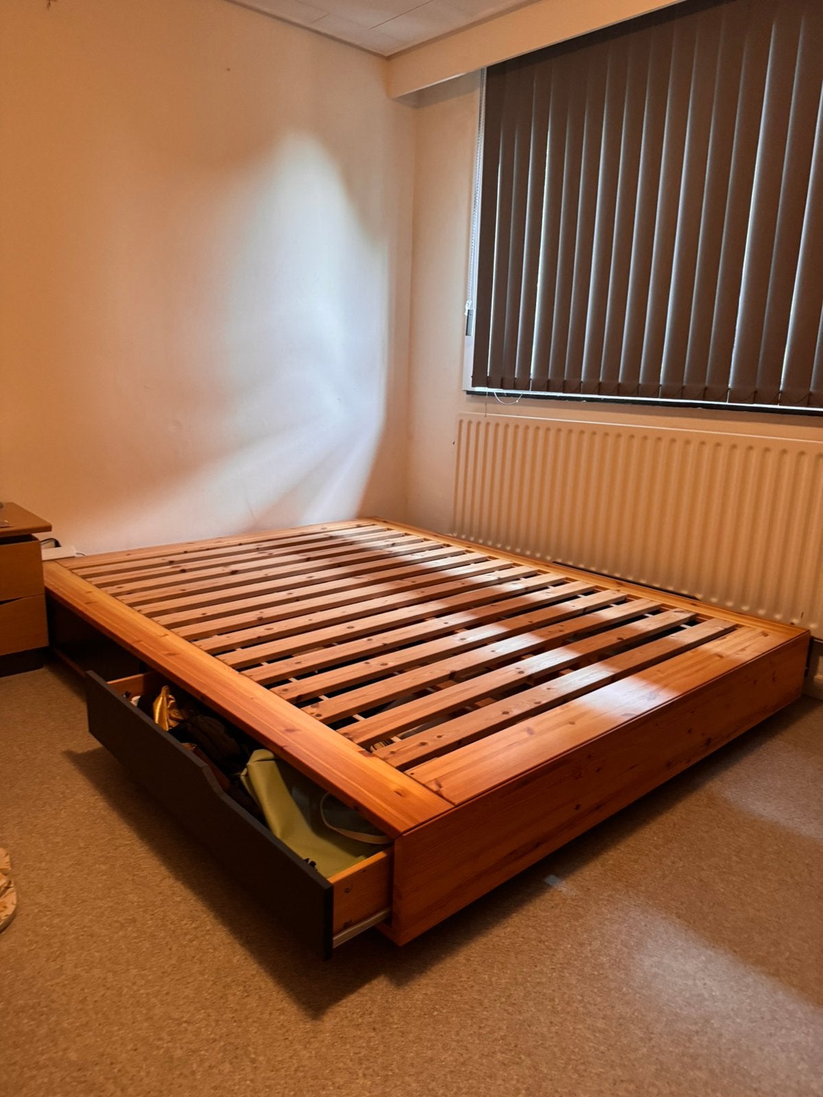 2 persoonsbed met 4 opberglades, Huis en Inrichting, Slaapkamer | Bedden, Ophalen, Gebruikt, Bruin, Tweepersoons