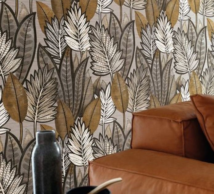 1 Rol NEW behang CASAMANCE TROPICAL -40%, Bladeren, Arte, Ophalen of Verzenden, Zwart