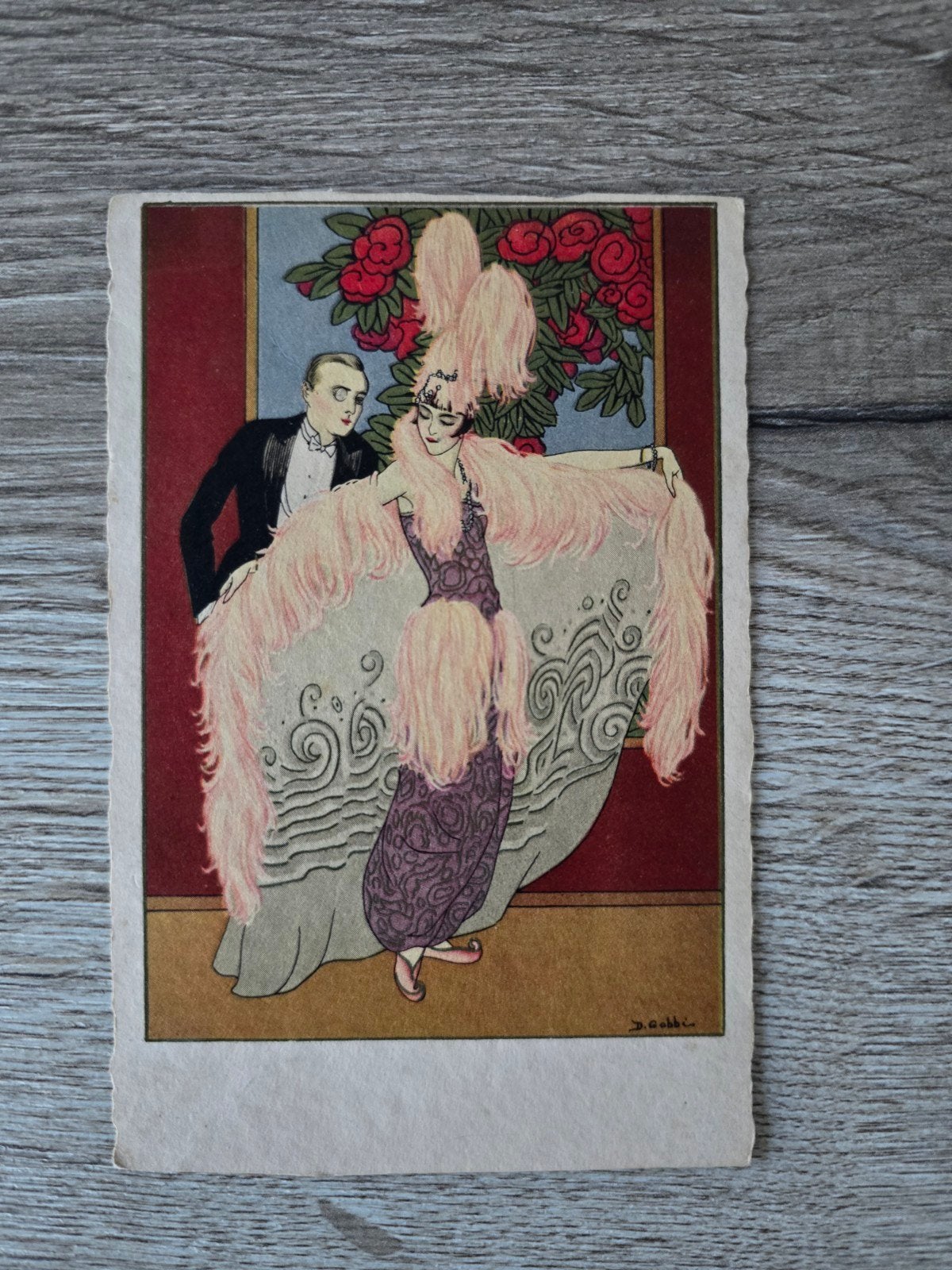 Carte postale Art Déco, 1922-1925, signée par D. Gobbi, Enlèvement ou Envoi