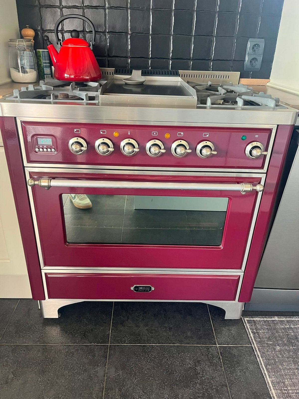 Cuisinière à gaz Boretti Majestic | 5 brûleurs + Teppanyaki, Electroménager, Gaz, Enlèvement, Utilisé, 5 zones de cuisson ou plus
