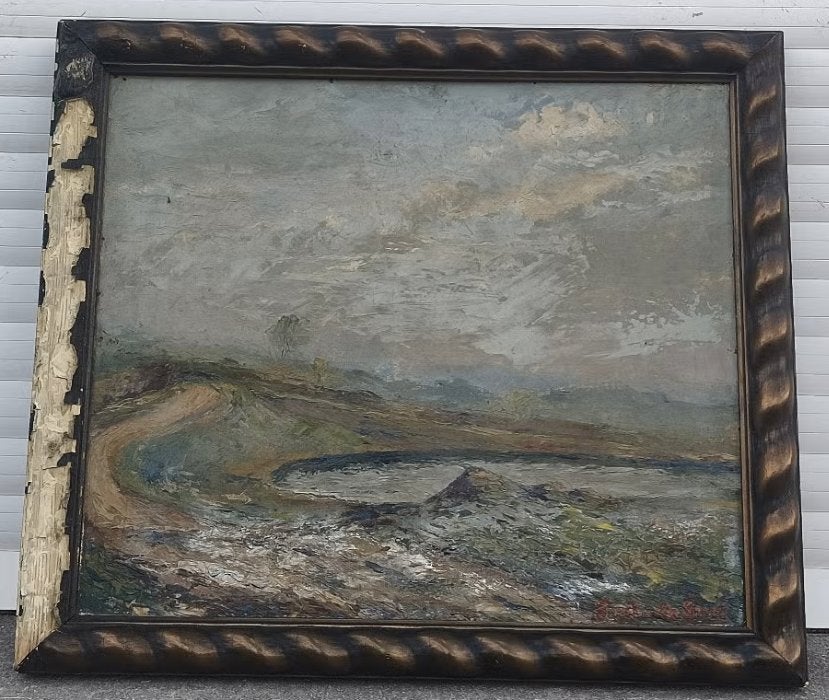 Huile sur toile paysage signe Gustave de smet, Enlèvement ou Envoi, Paysage, Toile
