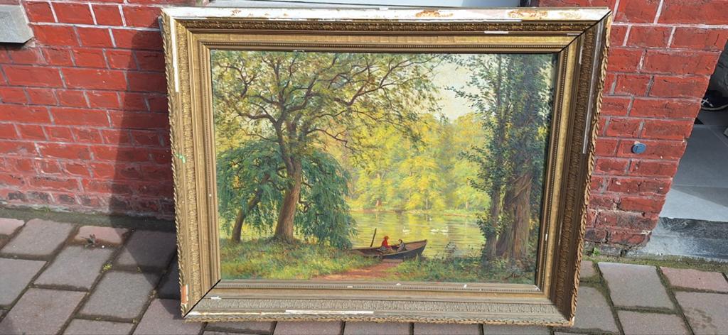 Prachtig groot schilderij gesigneerd Albert Caullet, Ophalen
