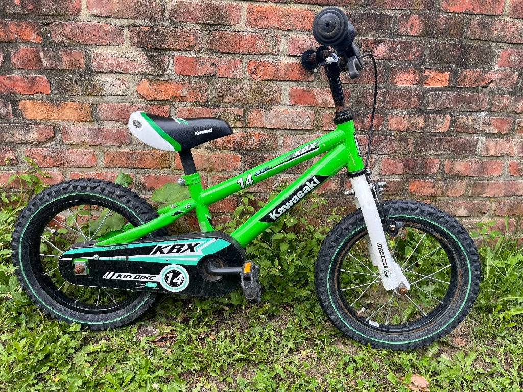 Kinderfiets Kawasaki - 14inch, Fietsen en Brommers, Terugtraprem, Kawasaki, Ophalen of Verzenden, Minder dan 16 inch