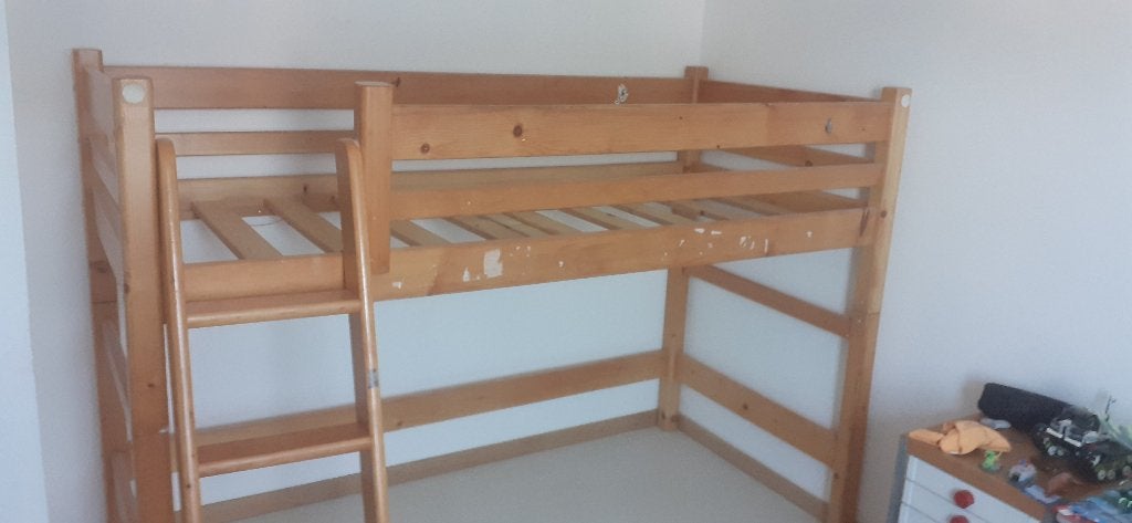 lit haut en bois, 90 cm, Une personne, Enlèvement, Utilisé